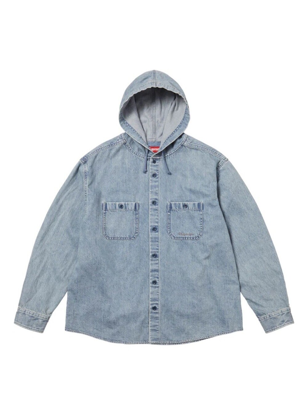 Supreme Denim Hooded Shirt Washed Indigo Jacket SS25